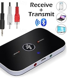 economico -b6 bluetooth 5.0 trasmettitore ricevitore 2 in 1 adattatore, adattatore audio wireless aux jack da 3,5 mm rca stereo musica per auto cuffie altoparlante tv pc