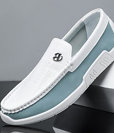 abordables -Mocassins décontractés à enfiler pour hommes, en cuir bicolore avec détails métalliques, chaussures élégantes pour les événements décontractés chics