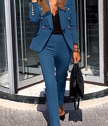 levne -kalhotový kostým matky nevěsty elegantní košilový límec kotníková délka polyester dlouhý rukáv s jednobarevnou