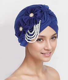 abordables -Coiffure Mélange Polyester / Coton Chapeau souple Turbans Mariage Soirée Rétro Avec Perle Perlage Casque Couvre-chef