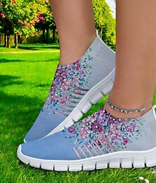 abordables -Baskets à enfiler en maille fleurie pour femmes – Chaussures de marche légères et respirantes pour les loisirs, les voyages et les activités de plein air