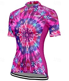 abordables -Femmes Maillot de cyclisme Graphique Manche Courte Cyclisme T-shirt Maillot avec 3 poches arrière VTT Vélo tout terrain Séchage Rapide Design Anatomique Évacuation de l'Humidité Respirant Des sports