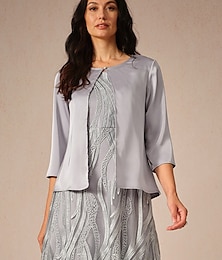 economico -Per donna Top eleganti Tinta unica Elegante Manica a 3/4 Girocollo Top corti Grigio Estate Primavera Autunno