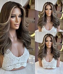 abordables -Peluca Cabello virgen sin procesar Cierre 5x5 Cierre 4x13 Cabello Brasileño Ondulado Múltiples colores Corte a capas Mujer Densidad 130% 150% con pelo de bebe Pelo reflectante / balayage 100% Virgen