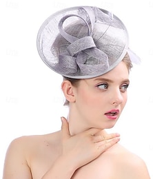 abordables -Coiffure Polyester Imitation Lin Chapeau Fedora Mariage Élégant ancien Avec Plume Casque Couvre-chef