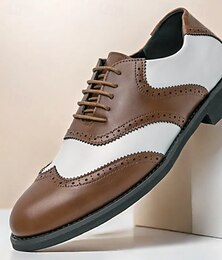 preiswerte -zweifarbige Oxford-Brogue-Schuhe mit Flügelkappe für Herren in Weiß und Braun, elegante Abendschuhe aus Leder im Gatsby-Stil im Vintage-Stil für Partys, Hochzeiten und formelle Jazzveranstaltungen im Stil der 1920er Jahre