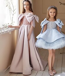 economico -Abito da damigella d'onore bambina Ragazze Abito da sera Abito formale Abito da principessa Abiti da sposa Matrimonio Feste Principessa Dolce Natale Carnevale Arricciato Tinta unica Senza Spalline