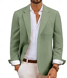 economico -Giacca Blazer da Uomo Giacca Sportiva Moda Casual Blazer di Colore Solido Blu Cielo Salvia Vestibilità Standard Mono-petto Due Bottoni