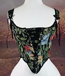 levne -Retro Středověké Renesanční Korzet Kamizelka Prsatější Viking Šněrování Květinový Maškarní kostým Dámské Keltské Fantazie předvečer Všech svatých Karneval Výkon Párty LARP Dospělé Korzet