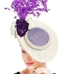 economico -Copricapo Cappello Fedora in Tulle Corse Ippiche Vintage Carino con Accessorio per Capelli Copricapo