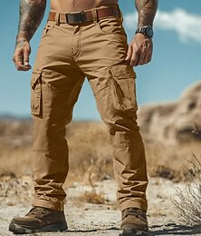 זול -בגדי ריקוד גברים מכנסי קרגו מכנסי עבודה מכנסיים לטיולי הליכה כיס מרובה רגל ישרה אחיד פתילת לחות לביש באורך מלא בָּחוּץ יומי מחנאות וטיולים אופנתי סגנון רחוב שחור ירוק צבא