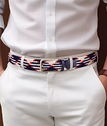 economico -cintura elastica intrecciata da uomo – design intrecciato multicolore con punta in pelle e fibbia in metallo, stile casual e da golf, vestibilità regolabile per jeans e pantaloni, perfetta per lo sport e l'uso quotidiano