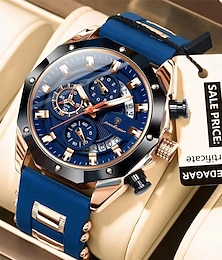 abordables -Reloj de Moda POEDAGAR para Hombres Impermeable Luminous Cronógrafo Fecha Reloj de Pulsera para Hombre Correa de Silicona Relojes de Cuarzo de Lujo para Deportes
