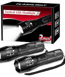economico -Torcia tattica da 2 pezzi, torcia di grado militare, 5 modalità, 3000 lumen elevati, impermeabile, portatile, per campeggio, ciclismo, escursionismo, all'aperto, casa, emergenza