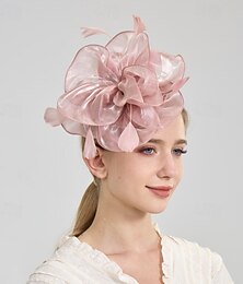 voordelige -Helm Organza Bruiloft Avond Feest Elegant Bruiloft Met Pure Kleur Helm Hoofddeksels