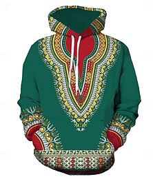 economico -Per uomo Plus Size Felpa con cappuccio Grande e alto Stile boho Con cappuccio Manica lunga Primavera & Autunno Originale Abbigliamento sportivo Informale Grande e alto Informale Giornaliero Top