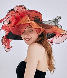economico -Cappello da sole in organza per matrimonio compleanno festa da tè corsa di cavalli elegante vintage carino con copricapo floreale