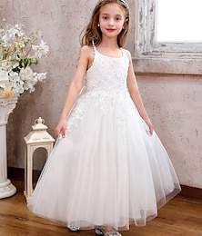 economico -Abito lungo fino alla caviglia per fiorista elegante per quinceanera Sofia Rapunzel carino per prom in tulle con applicazioni mini bridal da 3 a 16 anni