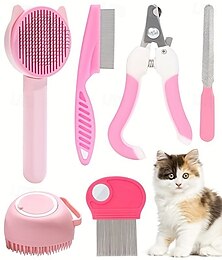 economico -7 pezzi/set spazzola per toelettatura cani e gatti spazzola autopulente per animali domestici con tagliaunghie per animali domestici e lima pettine antipulci per cani spazzola da bagno per animali