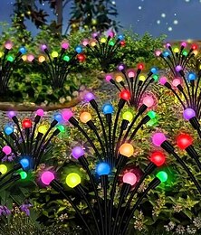 baratos -2 peças luzes solares externas firefly groundlight 8 leds pátio jardim parque festa de casamento gramado atmosfera decoração luz respiração flash