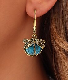 preiswerte -Intage Libellen-Ohrhänger für Damen – vergoldete Boho-Ohrhänger mit blauen Glasperlen, von der Natur inspirierter Schmuck für Freizeit-, Party- und Geschenkanlässe