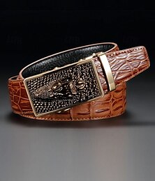 economico -cintura da uomo in pelle di coccodrillo - cinture eleganti di lusso con motivo animalier per affari, eventi formali e regali