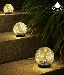 economico -luce solare palla di vetro incrinato luci a led illuminazione esterna impermeabile per il festival del giardino decorazione dell'interno all'aperto luci del prato solare lampada passerella