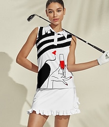 abordables -Femme T-shirt POLO Noir Sans Manches Top Vêtements de golf pour femmes, tenues, vêtements