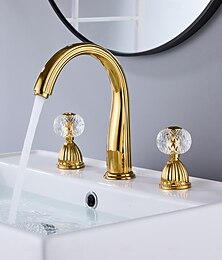 お買い得  -バスルームのシンクの蛇口 - 組み合わせ式 電気メッキ 組み合わせ式 二つのハンドル三穴Bath Taps