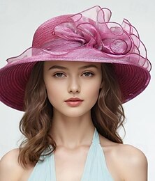 voordelige -vrouwen brede rand bowler hoed vintage bloemen wol vilt fedora slappe elegante fascinator hoed met sluier dame kerk feest emmer