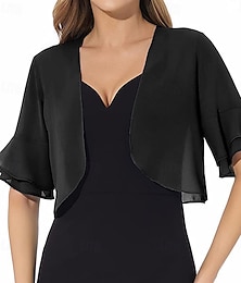 abordables -Écharpe Femme Élégant Sans manches Chiffon Boléros de Mariage Avec Couleur unie Pour Soirée Printemps & Été