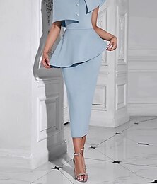 abordables -Robes de cocktail Sirène  Trompette Robe élégante Formelle Anniversaire Longueur thé Sans manches Une épaule Crêpe extensible Dos échelle avec boutons en strass Fente Robes Derby 2025