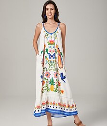 abordables -robe imprimée de style vacances à la plage aux tons blancs