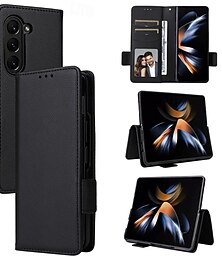 billige -telefon Etui Til Samsung Galaxy Z Brett 6 Z Fold 5 Z Fold 4 Z Fold 3 Z Fold 2 Bakdeksel med stativ med håndleddsstropp Kortspor Kontor / Bedrift TPU PU lær