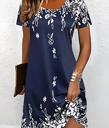 levne -Velikonoční ženské mini šaty A-line šaty příležitostné šaty T-shirt šaty tričko šaty letní šaty stylové příležitostné prázdniny příležitostné každodenní pravidelný střih květinový grafický krátký