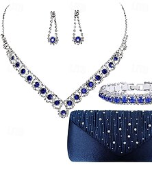 voordelige -Bruidssieradensets 1 set Legering 1 Ketting 1 Armband Oorbellen Dames Elegant Modieus Gepersonaliseerde Retro Kostbaar Geometrische vorm Sieraden set Voor Bruiloft Bruiloft gast Speciale gelegenheden 