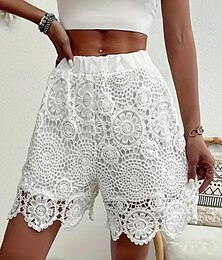 billige -Dame Shorts Bukser Gatemote Fritid Kort Naturlig عادي Blonde Pusteevne Myk Bekvem Mikroelastisk Avslappet Gateklær Hvit Sommer Normal