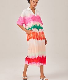 abordables -robe chemise imprimée à dégradé de couleurs