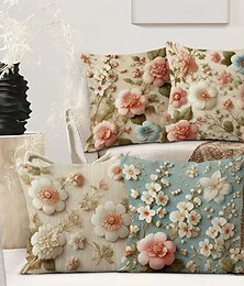 abordables -Housse de coussin décoratif floral 4PC Coussin carré doux Housse de coussin pour chambre salon canapé fauteuil