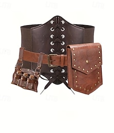abordables -Punk y gótico Medieval Steampunk Cinturón Feria del Renacimiento Vikingo Caballeros templarios Hombre Mujer Unisexo Celta Pirata Fantasía Víspera de Todos los Santos Carnaval Mascarada Rendimiento