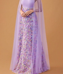 preiswerte -A-Linie Quinceanera-Kleider Elegant Kleid Hochzeit Hochzeitsgast Bodenlang Ärmellos Trägerlos Polyester Rückenfrei mit Blumenmuster 2025