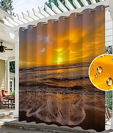 economico -Tenda da esterno impermeabile per la privacy tende per patio scorrevoli tende per pergolato con occhielli paesaggio marino 3D spiaggia per gazebo balcone veranda festa 1 pannello