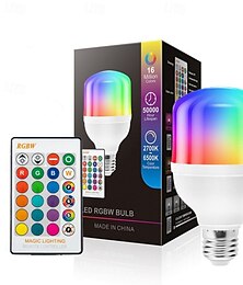 economico -lampadine led rgb e27/e26 luci intelligenti con telecomando lampadine rgbw che cambiano colore 15w lampadine multicolori a 16 colori luce dimmerabile per la decorazione della casa camera da letto