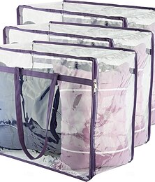 billiga -3-pack förvaringsväskor med dragkedja i klar vinyl 40l robusta förvaringsväskor för tröjor, filtar, täcken, sängkläder