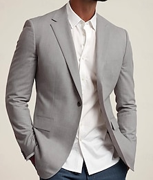 abordables -Hombre Chaqueta americana Chaqueta deportiva Moda Color sólido Blazer Azul Marino Gris Ligero Estándar Recto 1 botón