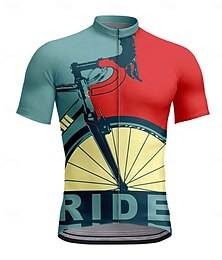 abordables -Hombre Maillot de Ciclismo Manga Corta Bicicleta Camiseta Maillot con 3 bolsillos traseros Resistente a los rayos UV Transpirable Secado rápido Cremallera delantera Negro Rosa Rojo Deportes Ropa