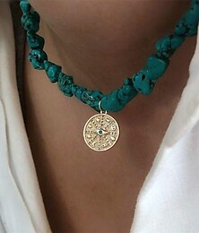 abordables -1 pièce Collier For Femmes Pierre Bleu Rue Quotidien Alliage Rétro Serpent Soleil