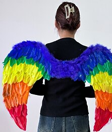 halpa -Transvestiitti Ylpeys Sateenkaari Höyhensiivet Rainbow Angel Wings Vapaa-aika Sukupuolineutraali Aikuisten Pride-paraati Pride-kuukausi Halloween Helppo karnevaaliasu