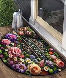 voordelige -Vintage Bloem Semi-ronde Deurmat Keukenmat Vloermat Antislip Gebiedsmat Oliebestendige Mat Binnen Buiten Mat Slaapkamer Decor Badkamer Mat Entree Mat Lente Zomer