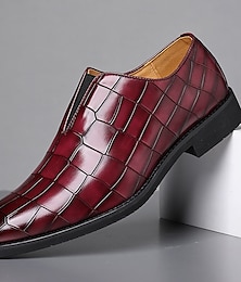 levne -pánské nazouváky z umělé kůže s krokodýlím vzorem ve vínové barvě – elegantní ležérní boty pro smart-casual akce
